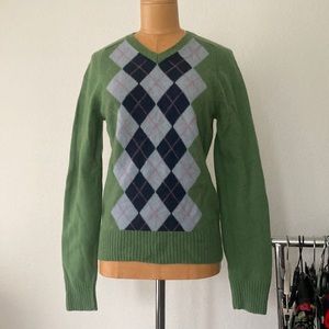 J crew vintage 2000s y2k lambswool argyle sweater size medium